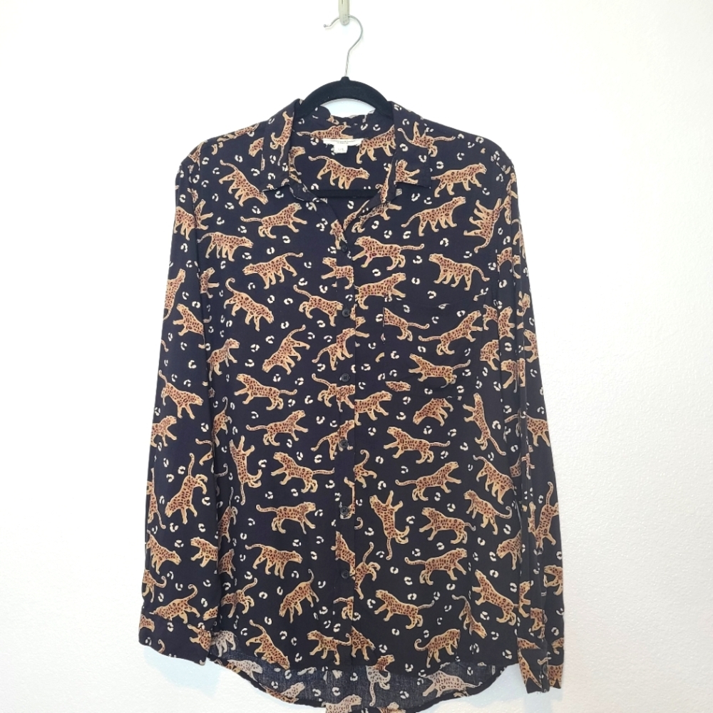 BLL Leopard Print Alana Button Down Shirt Top - Picture 2 of 7